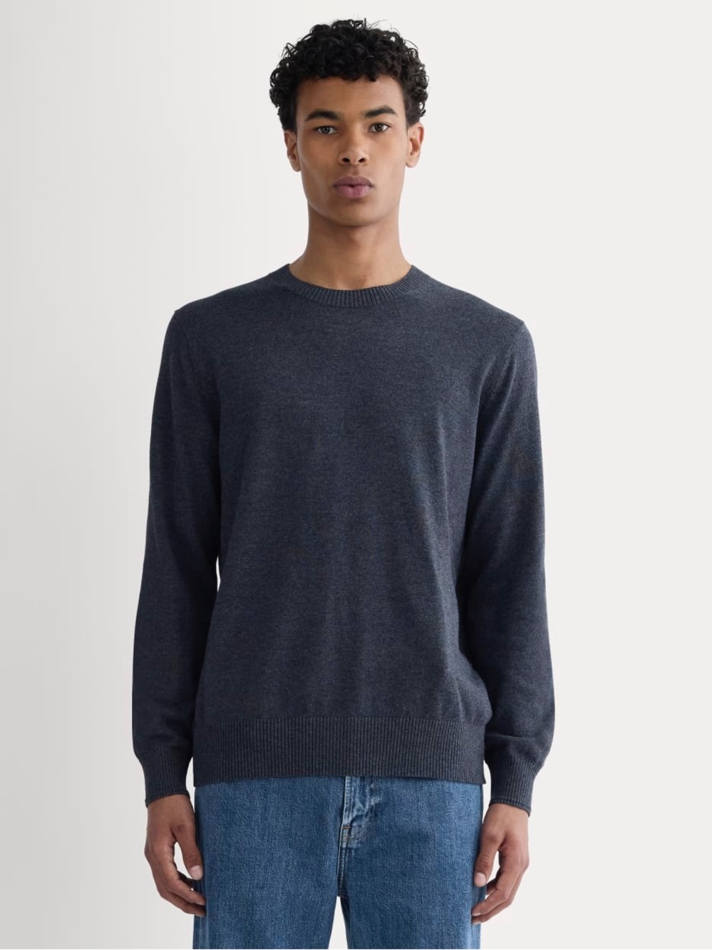 Everlane The No-Sweat Sweater Blue Cotton Crew Neck Size Medium
